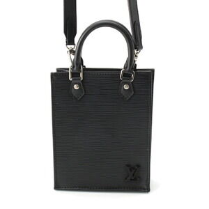 Louis Vuitton Sac Plat Epi Leather Shoulder Tote Bag Handbag Crossbody Black